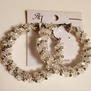 Clear Crystal and Silver Earrings